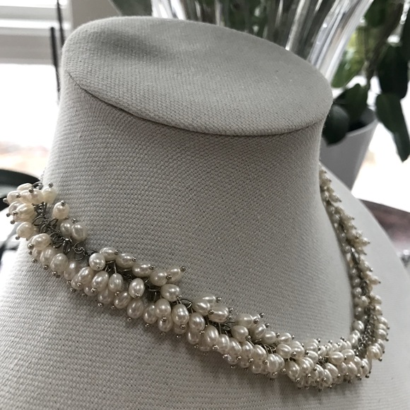 Freshwater Pearl Dangle Sterling Silver Necklace - Picture 2 of 5